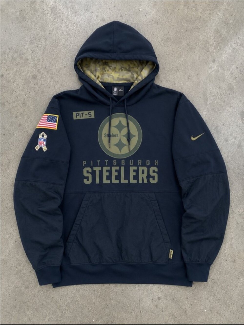 Nike On Field Salute to Service Pittsburgh Steelers Dri-FIT Hoodie Men Medium